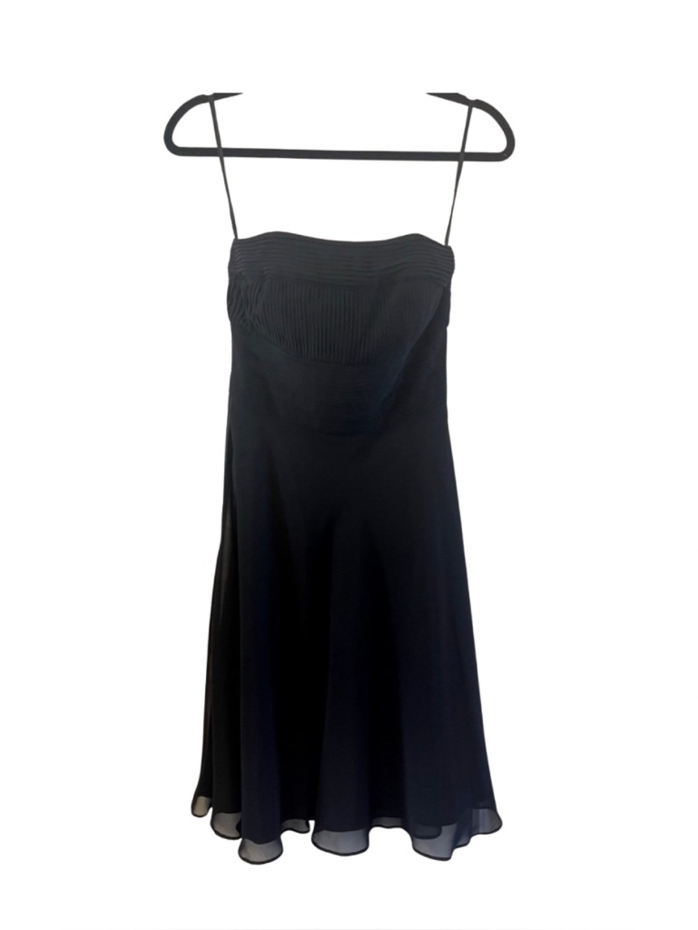 White House Black Market Black Strapless Chiffon Dress – Size 4